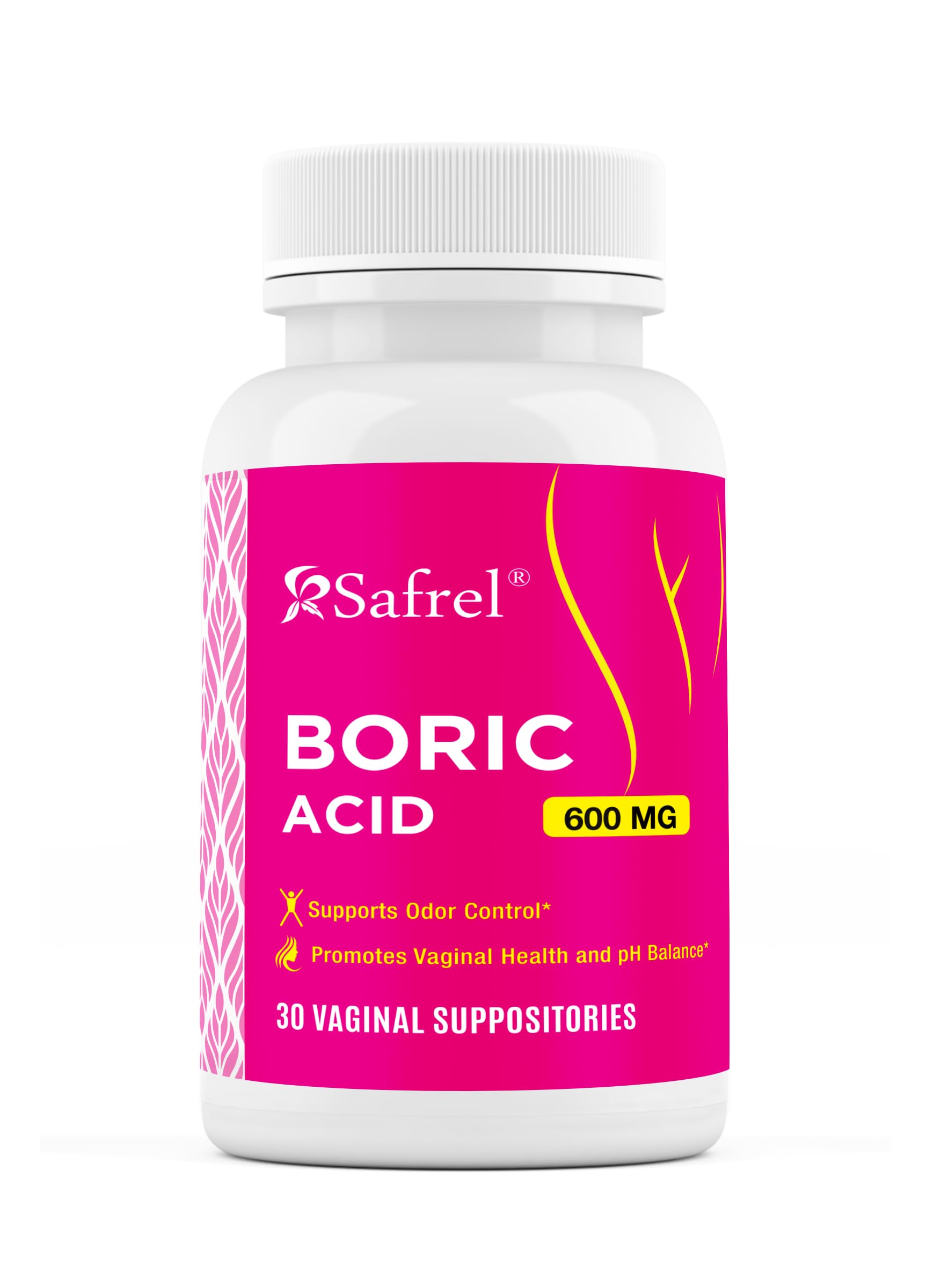 Safrel Boric Acid Vaginal Suppositories - 100% Pure Made in USA - Intimate Health Support