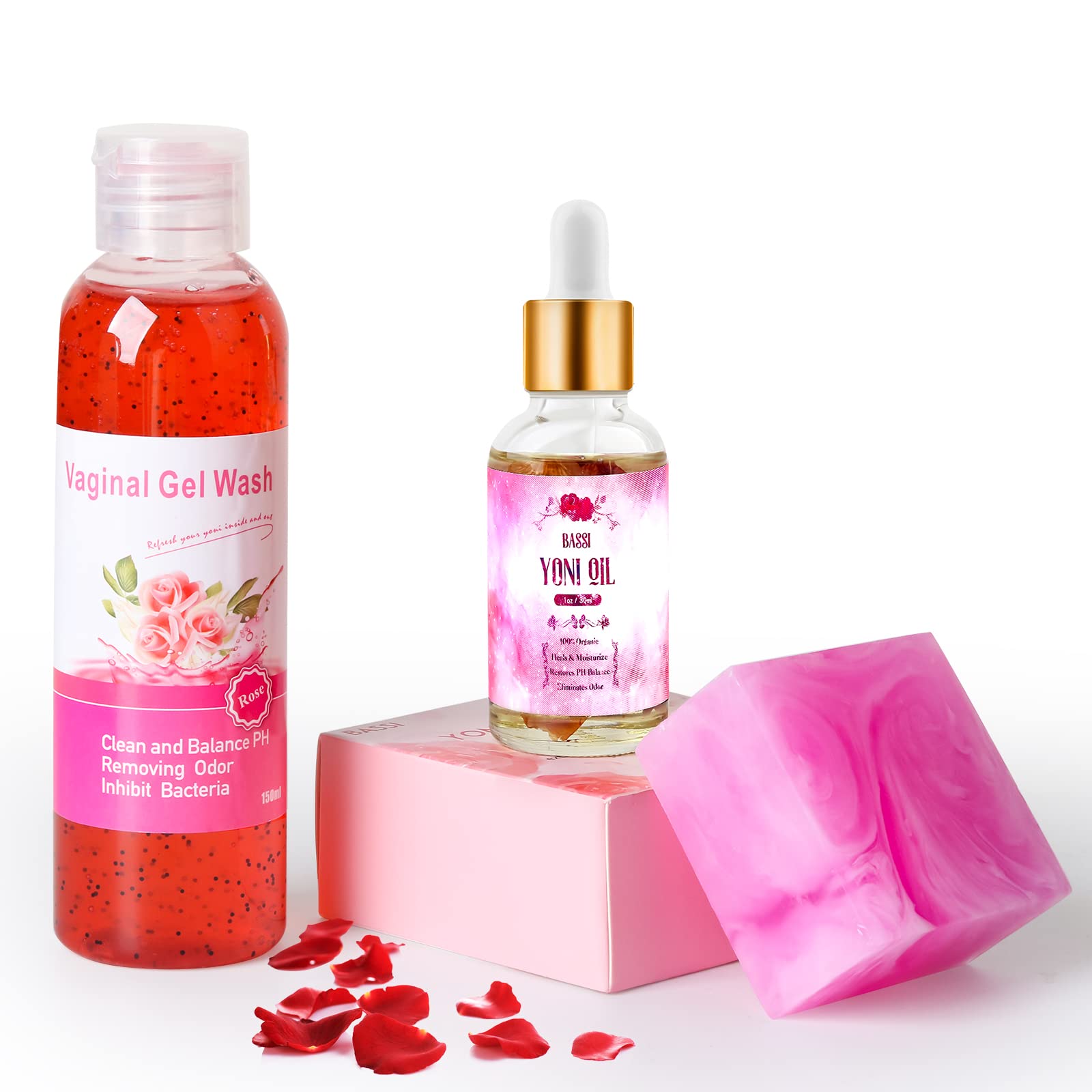 Feminine Wash & Yoni Oil & Yoni Soap Set for Women, Yoni Wash for Vaginal Ph Balance Remove Odor 