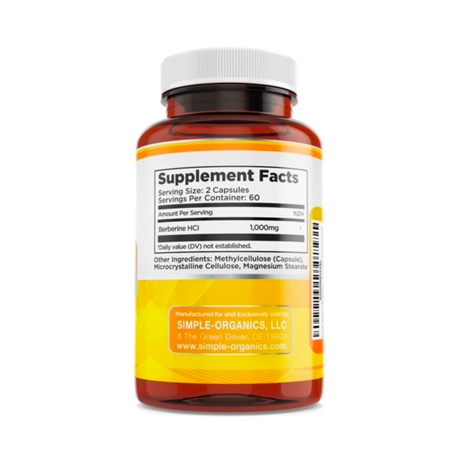 Simple-Organics Berberine 500mg (1000mg Per Serving) for Supports Healthy Immune Simple-Organics