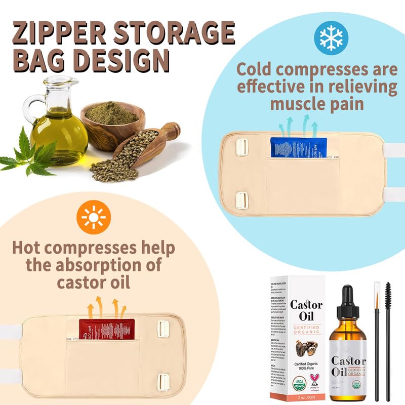 R3 KAYOIL Castor Oil Packs - Organic and Reusable Packs for Stomach and Neck Set R3 KAYOIL