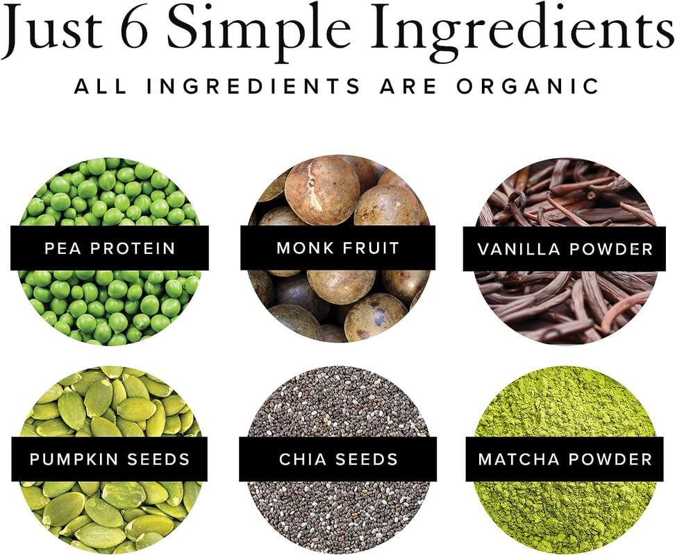 Truvani Organic Vegan Protein Powder Matcha - 20g of Plant Based, Organic Protein Truvani