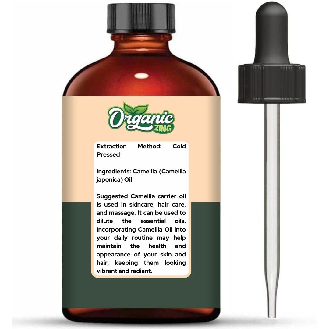 Organic Zing Camellia (Camellia Japonica) Oil | Pure & Natural Carrier Oil for Skincare, Hair Care & Massage ORGANIC ZING