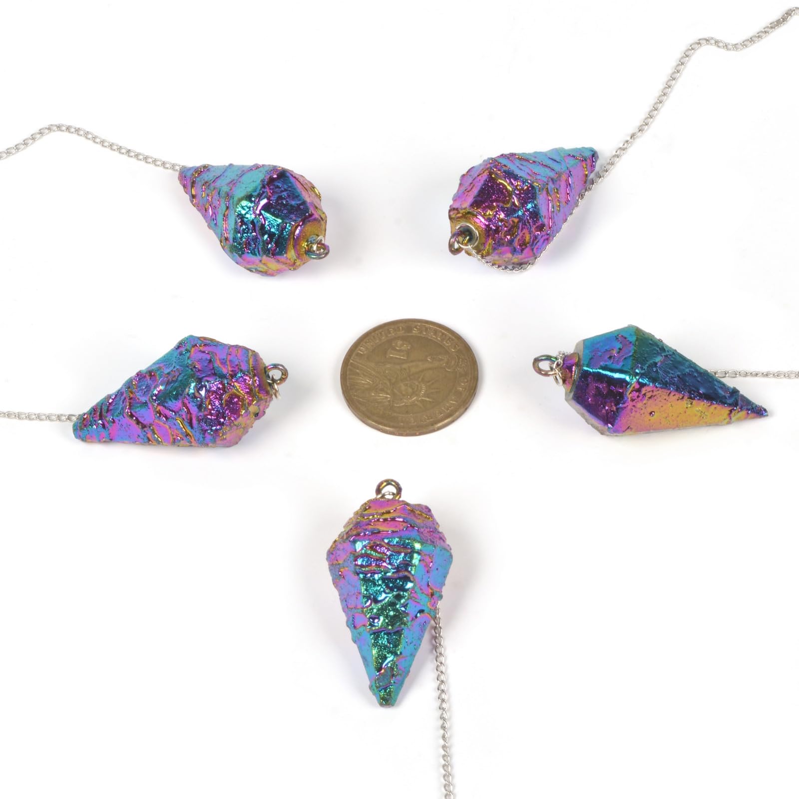 JUSTINSTONES Metallic Rainbow Coated Dragon Blood Fossil Gemstone Rock Crystal Hexagonal JUSTINSTONES