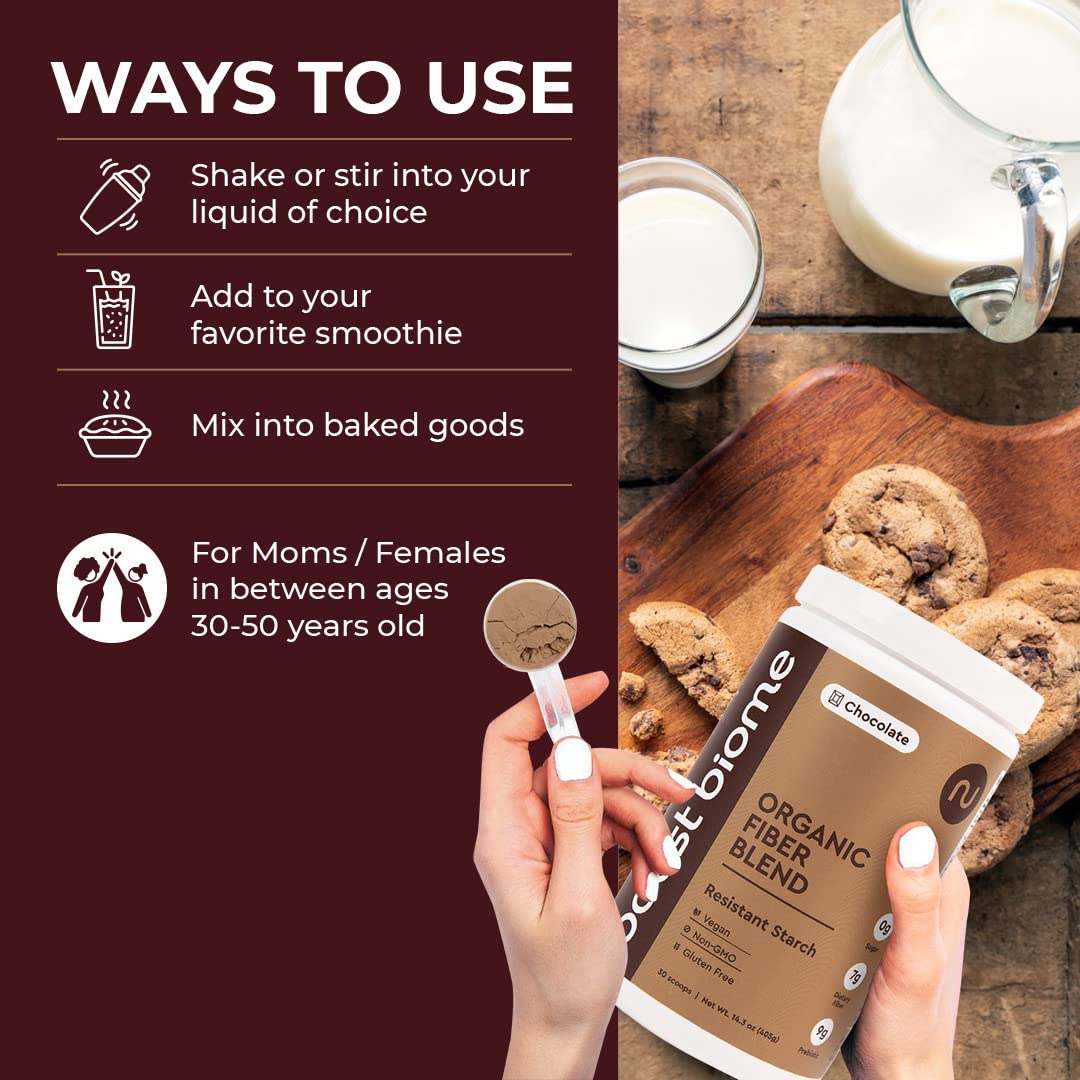 Boost Biome Fiber Supplement Organic Super Greens Powder – Supports Bloating Relief Boost Biome