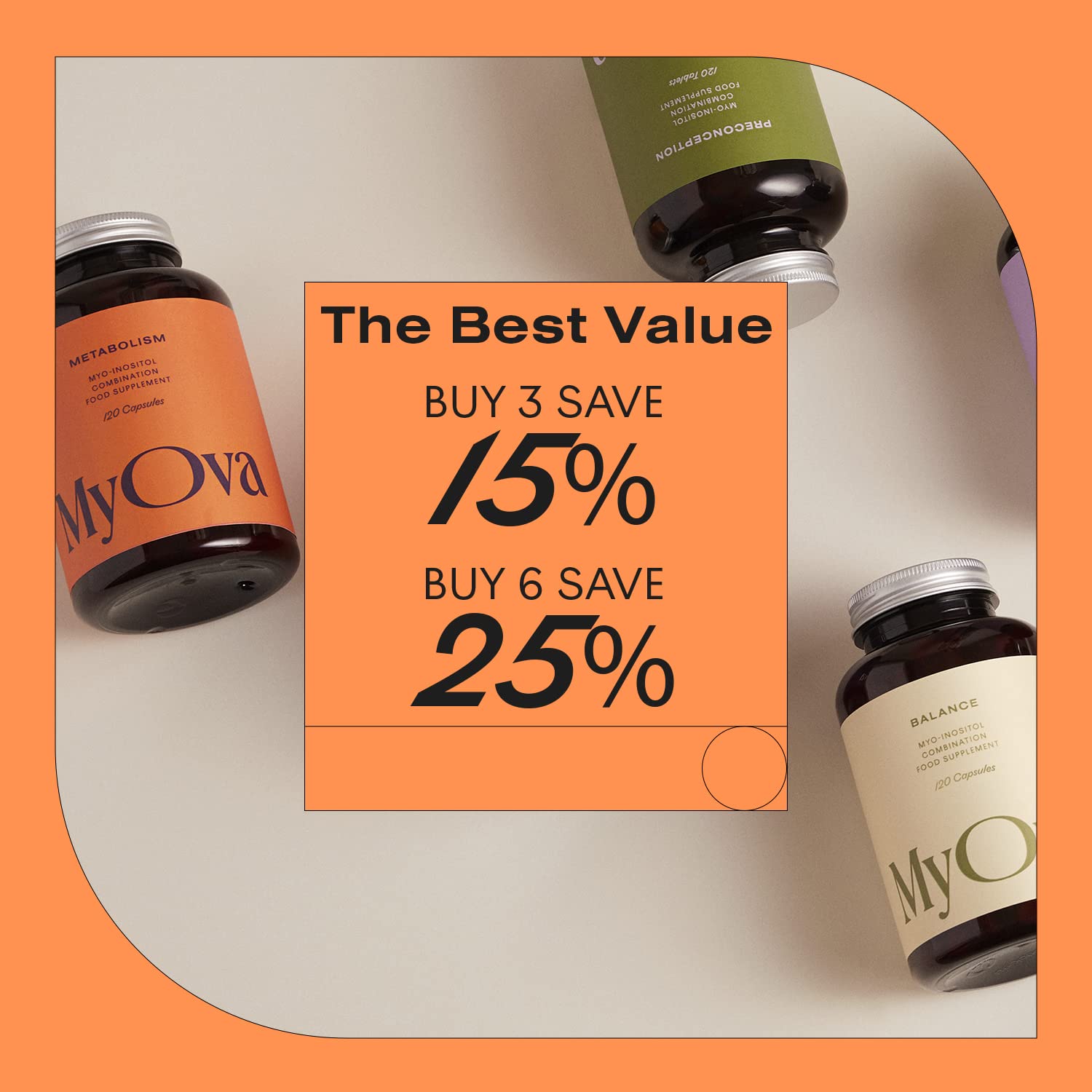 MyOva Metabolism PCOS Supplement - 120 capsules, 30-Day Supply - 2000mg MyOva