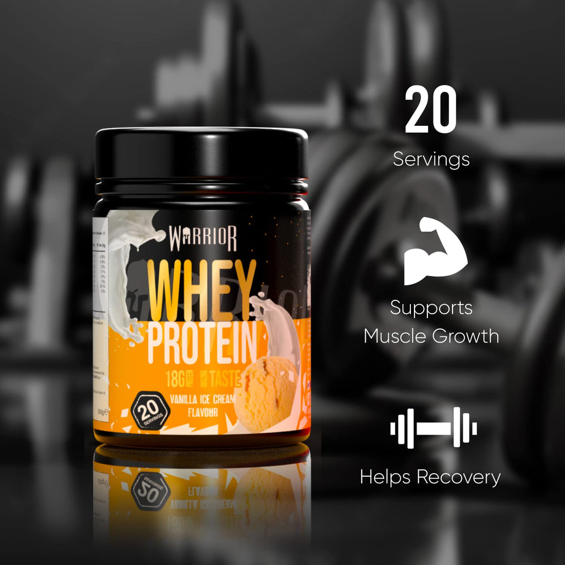Warrior Whey Protein Powder – Up to 36g* of Protein Per Shake – Low Sugar, and Low Carbs 