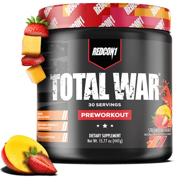 REDCON1 Total War Pre Workout Powder, Strawberry Mango - Beta Alanine + Citrulline