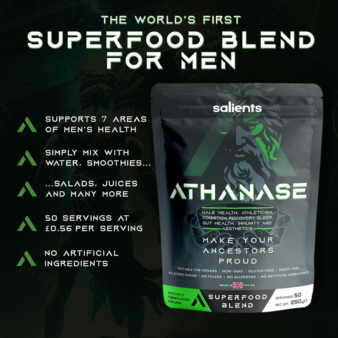 SALIENTS® ATHANASE® | Men's Super Greens Powder | Superfood Powder Blend Salients