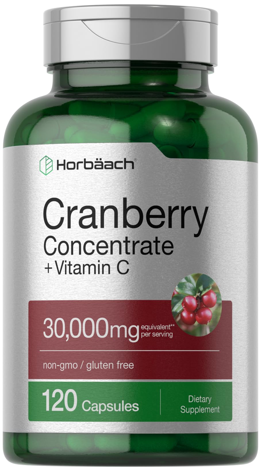 Cranberry Concentrate Extract Pills + Vitamin C | 30,000mg | 120 Capsules | Triple Strength