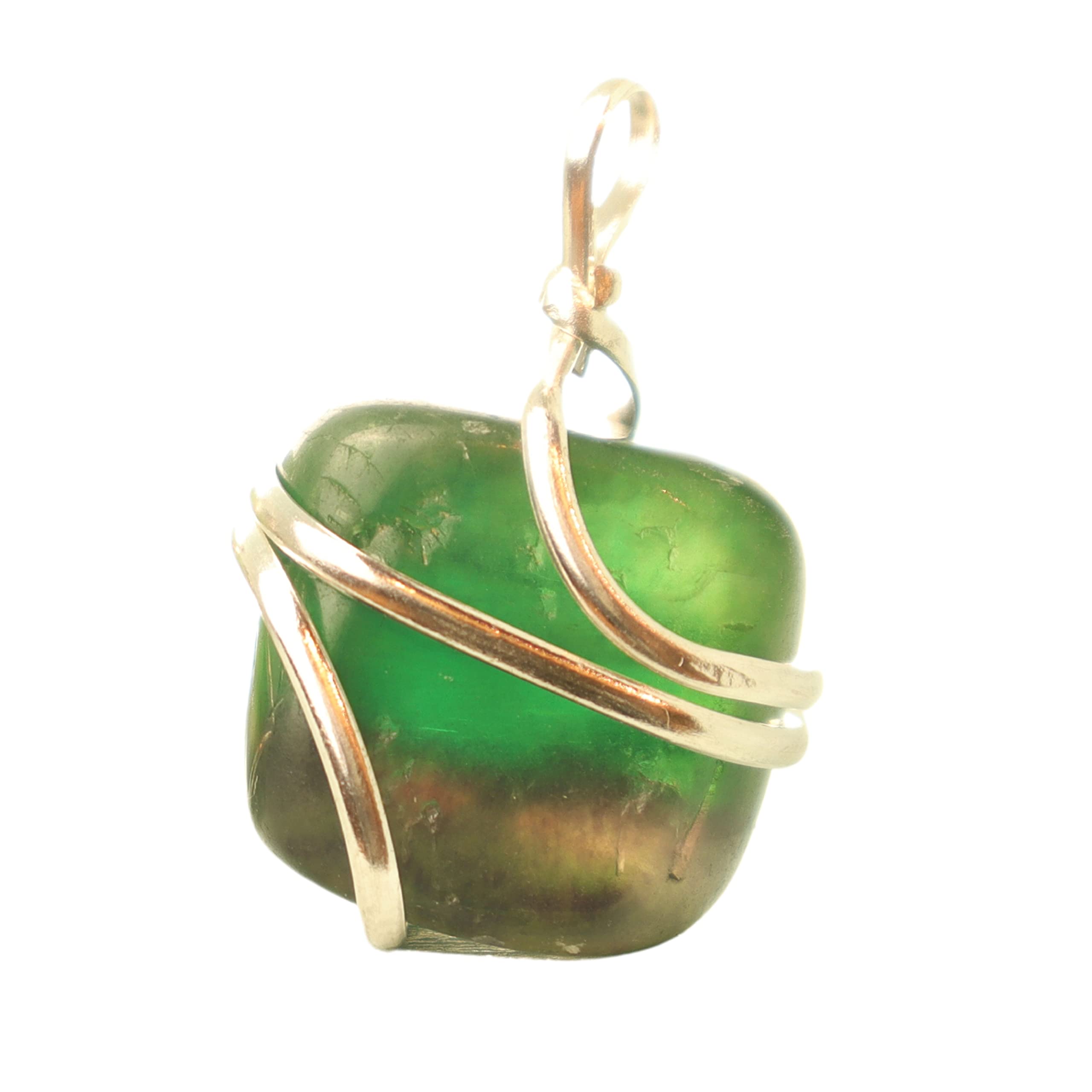 Shelf and Stone Rainbow Fluorite Wire Wrapped Pendant - Dark Hued Fluorite Crystal Necklace