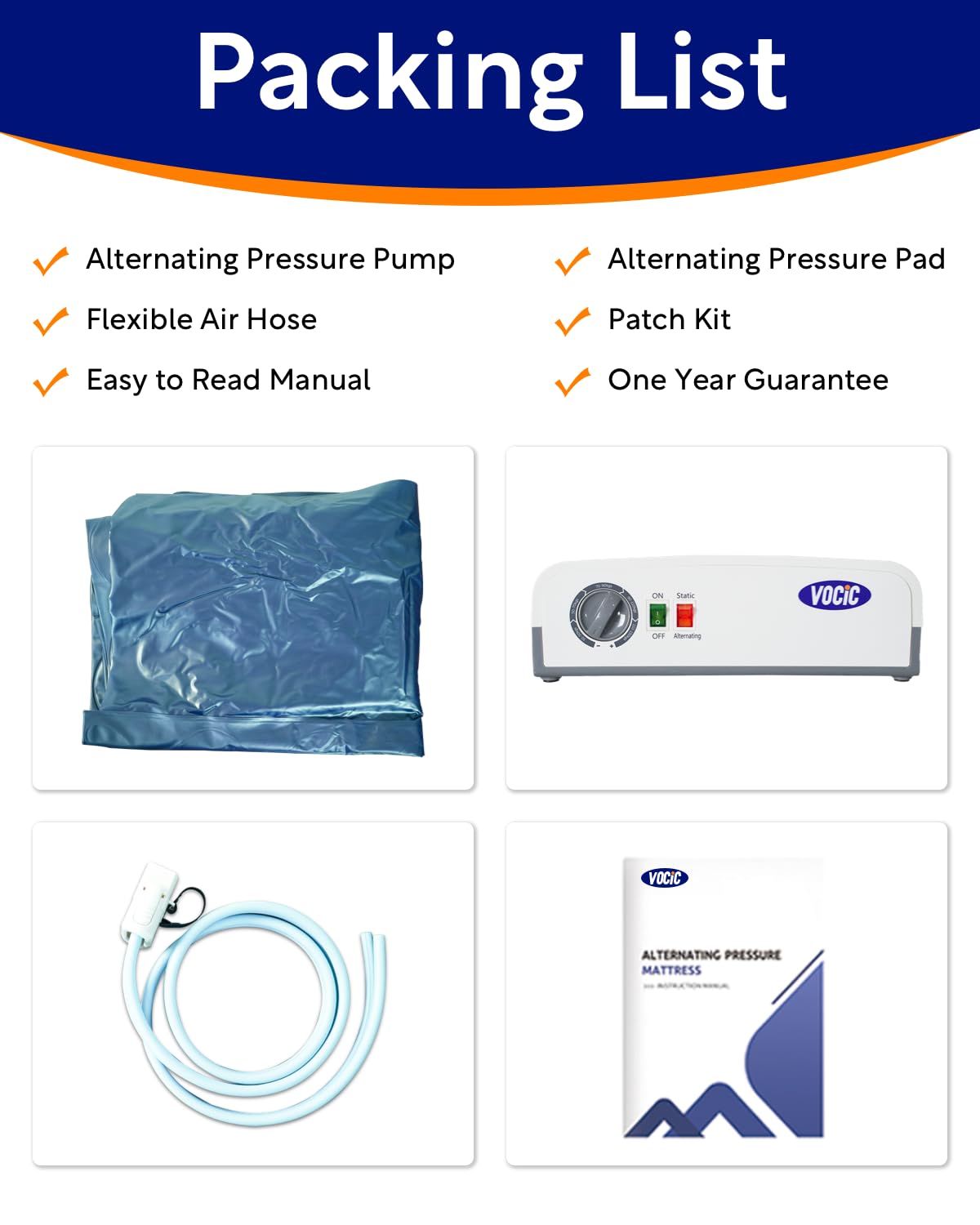 VOCIC Alternating Air Pressure Mattress Pad-with Micro Air Holes & Sleep Mode-Bed Sore