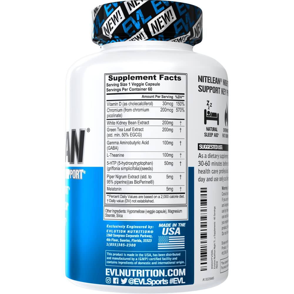 Evlution Nutrition Night Time Fat Burner Support - Overnight Sleep and Weight Loss Support Evlution
