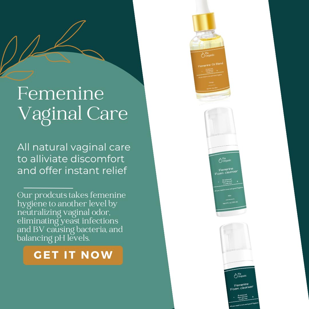 Pia Organic Mint Feminine Foam Cleanser Organic wormwood/olive leaf, Foaming PH Balance Feminine Wash Pia Organic