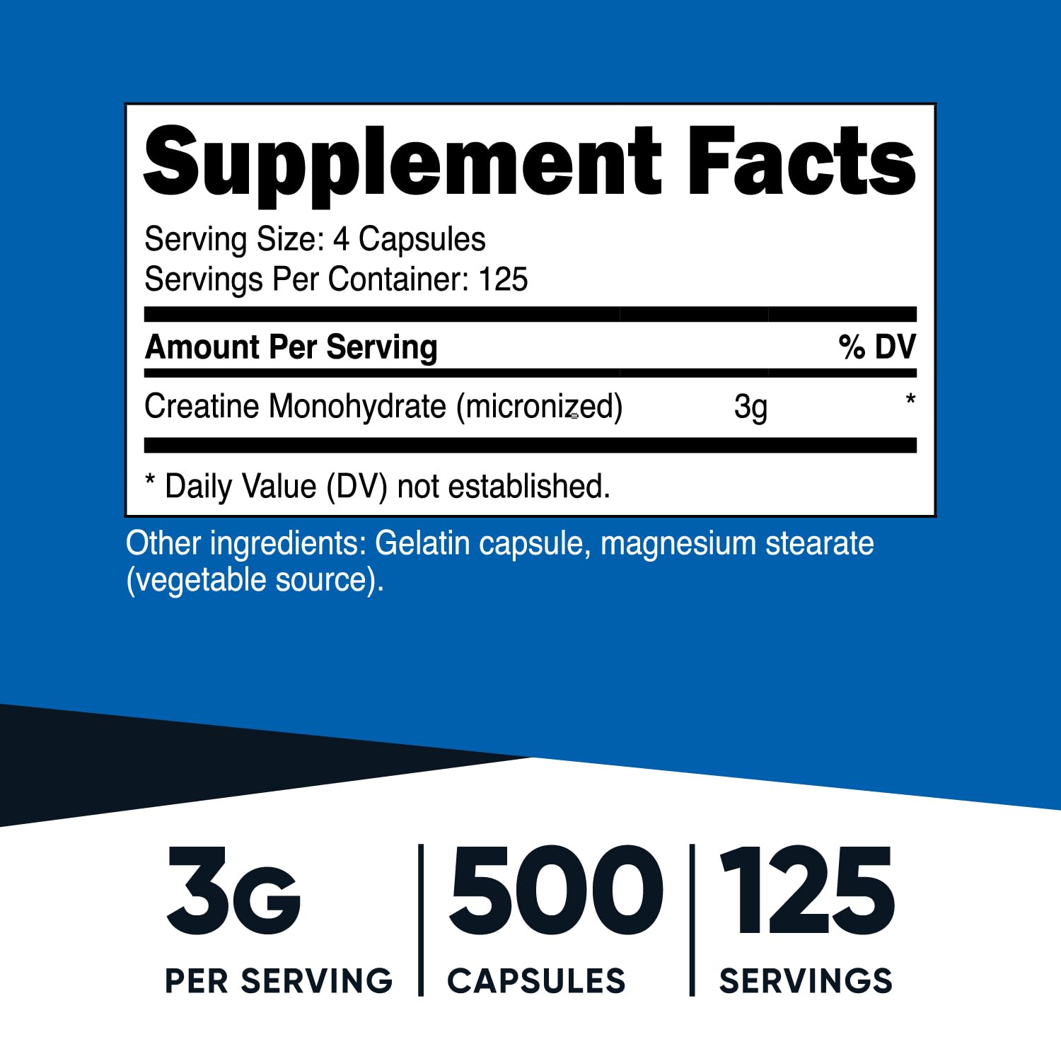 Nutricost Micronized Creatine Monohydrate 3,000mg 500 Capsules, 125 Servings Nutricost