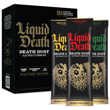 Liquid Death Electrolyte Death Dust - Hydration Powder Packets - 3 Flavors - 12-Stick 