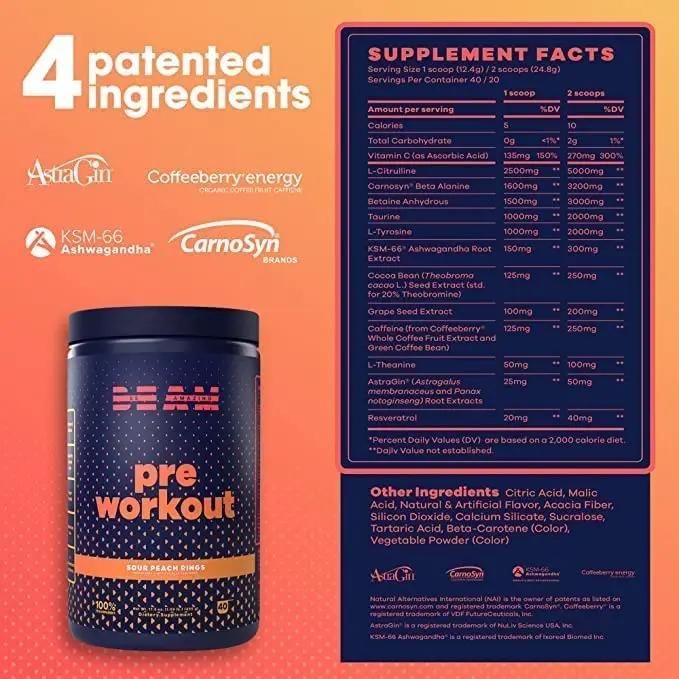 BEAM Pre-Workout Powder | Vegan Energy Booster Powdered Drink with All-Natural BEAM
