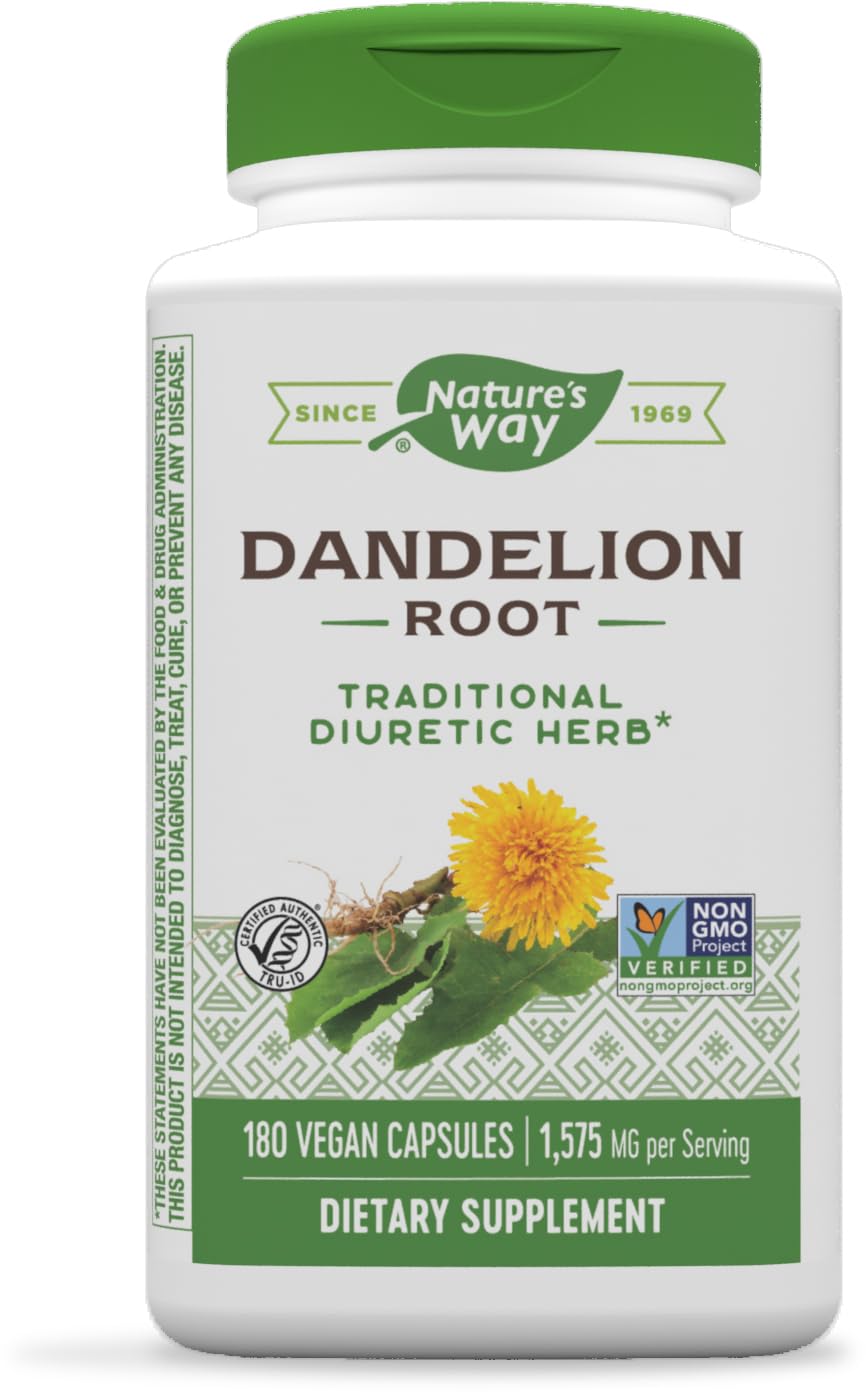 Nature's Way Dandelion Root Diuretic Herb* 525 mg per Capsule Non-GMO 