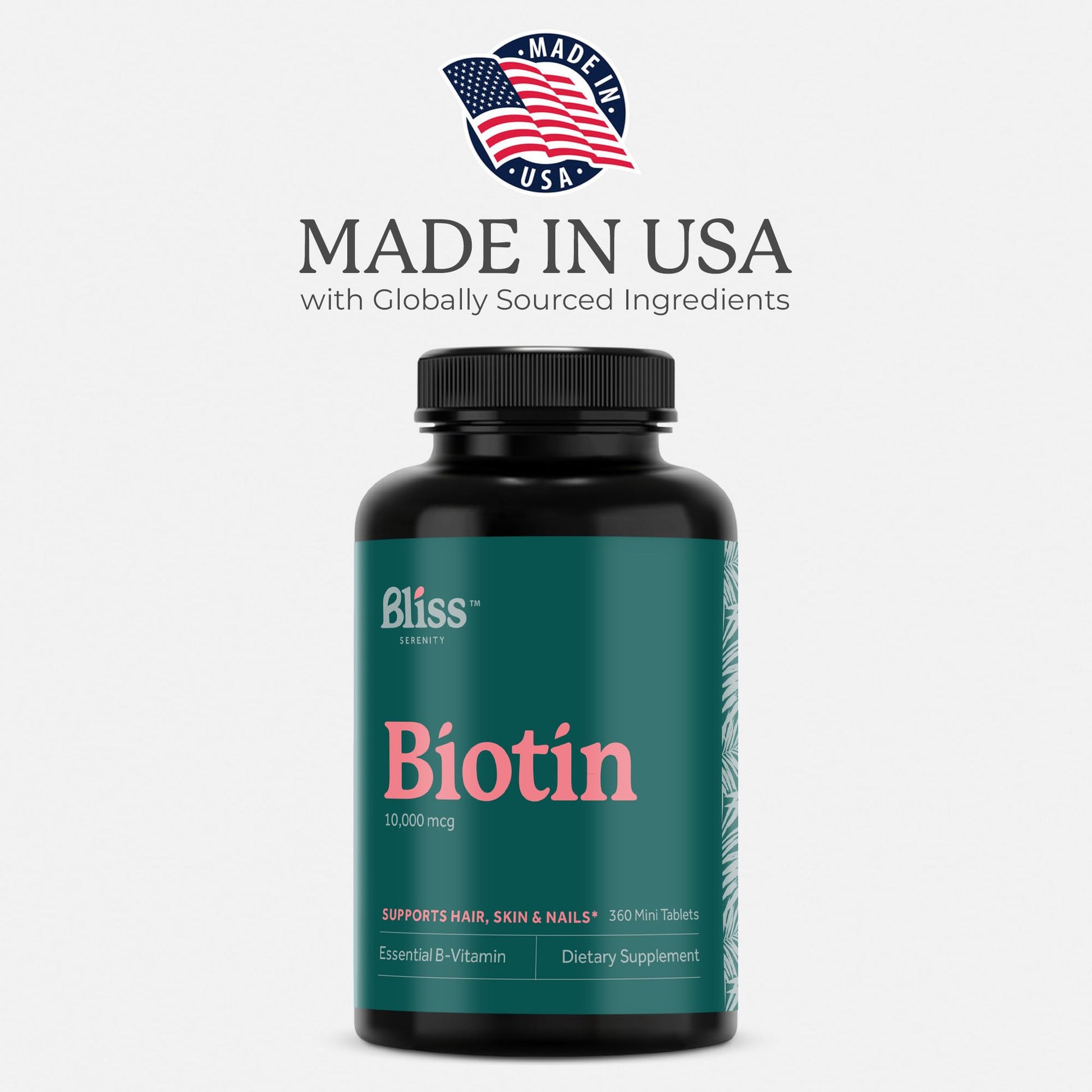 Bliss Serenity Biotin 10000mcg - Max Strength Biotin Supplement - Hair Skin and Nails Vitamins Bliss Serenity