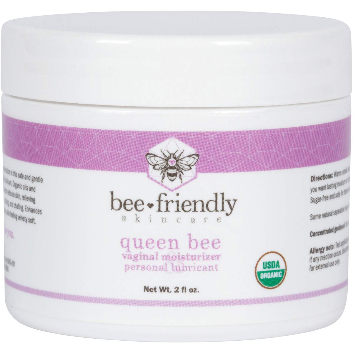 BeeFriendly Organic Vaginal Moisturizer, USDA Certified, Natural Vulva Cream For Dryness BeeFriendly
