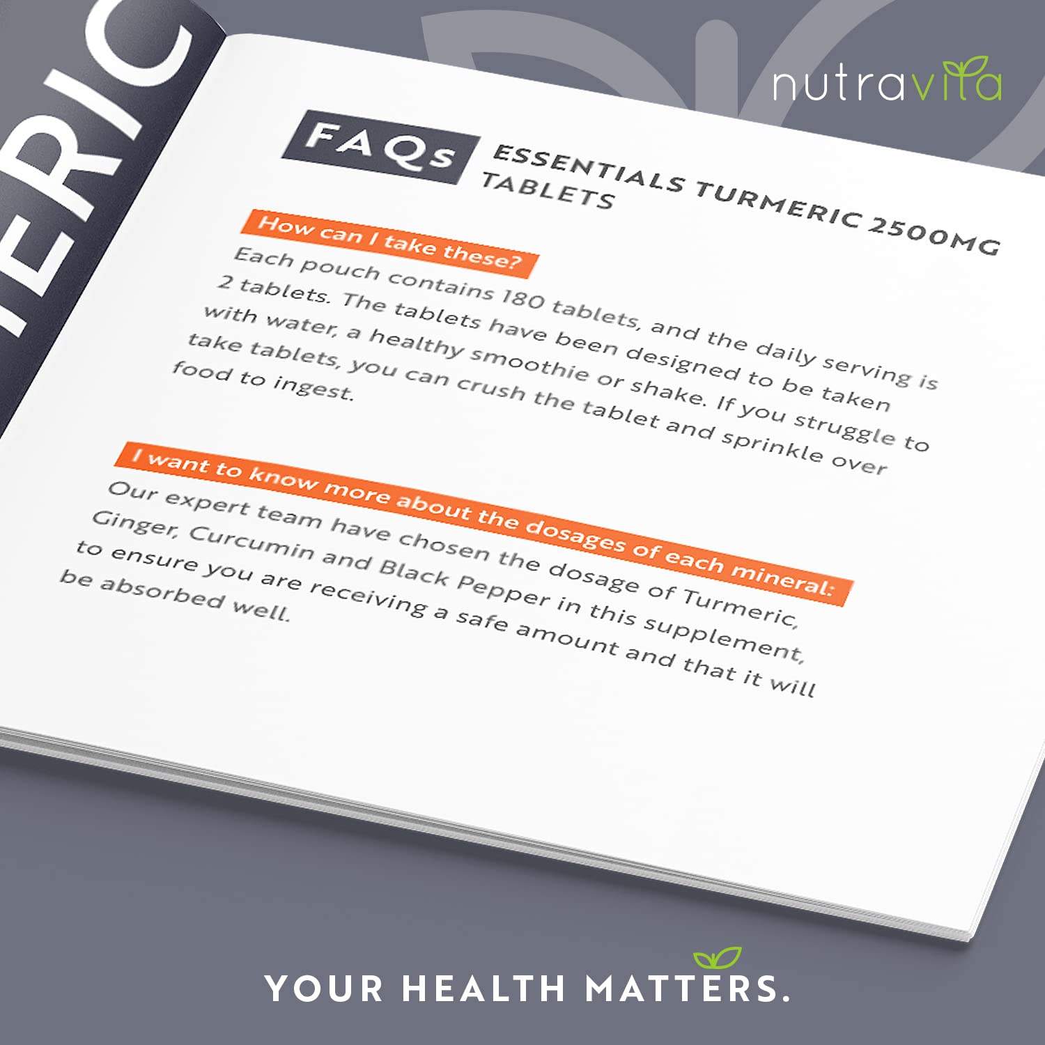 Nutravita Turmeric Tablets 2500mg with Black Pepper & Ginger - 180 High Strength Tumeric Nutravita