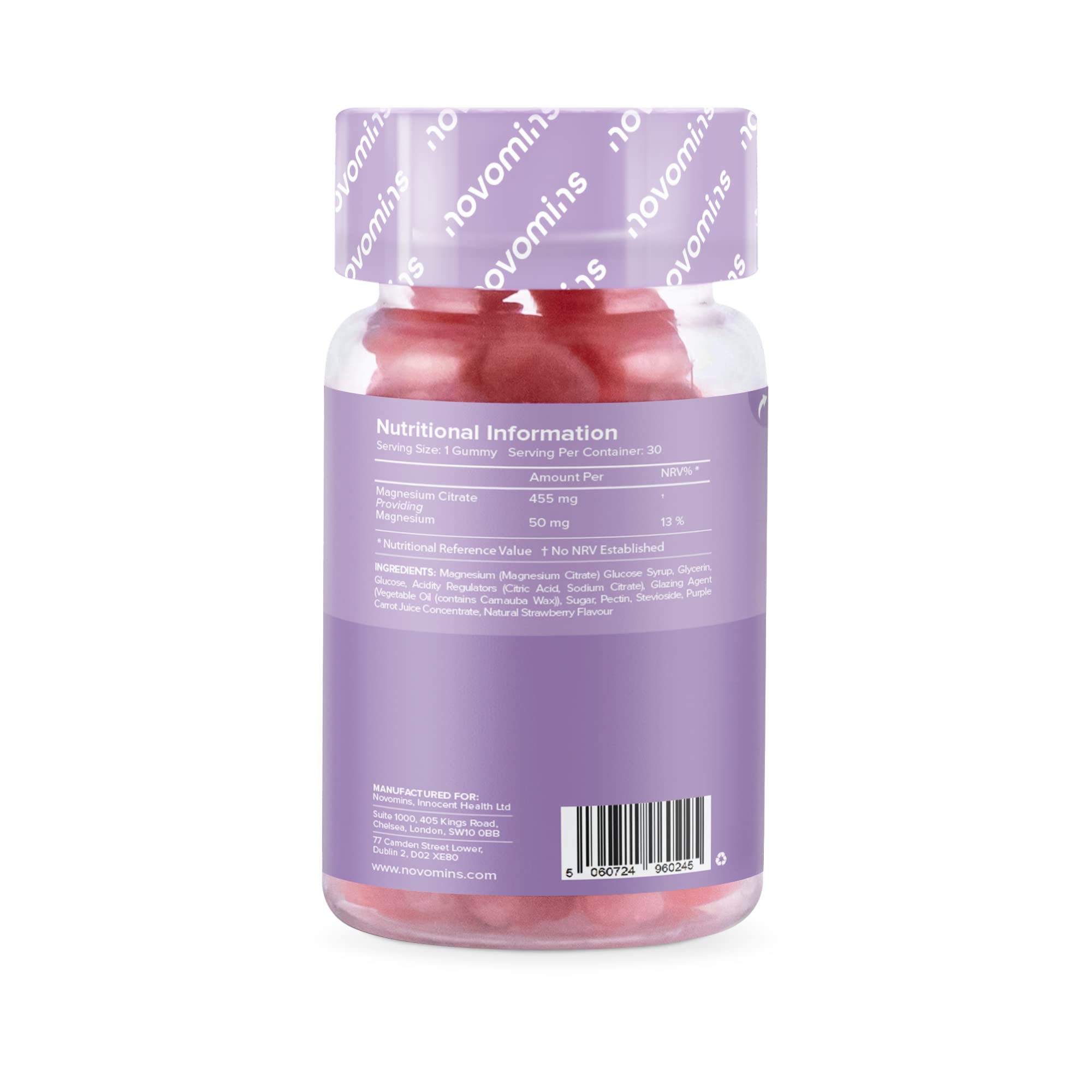 Kids Magnesium Gummies – Vegan - 1 Month Supply – Childrens Supplements – 30 Chewa novomins