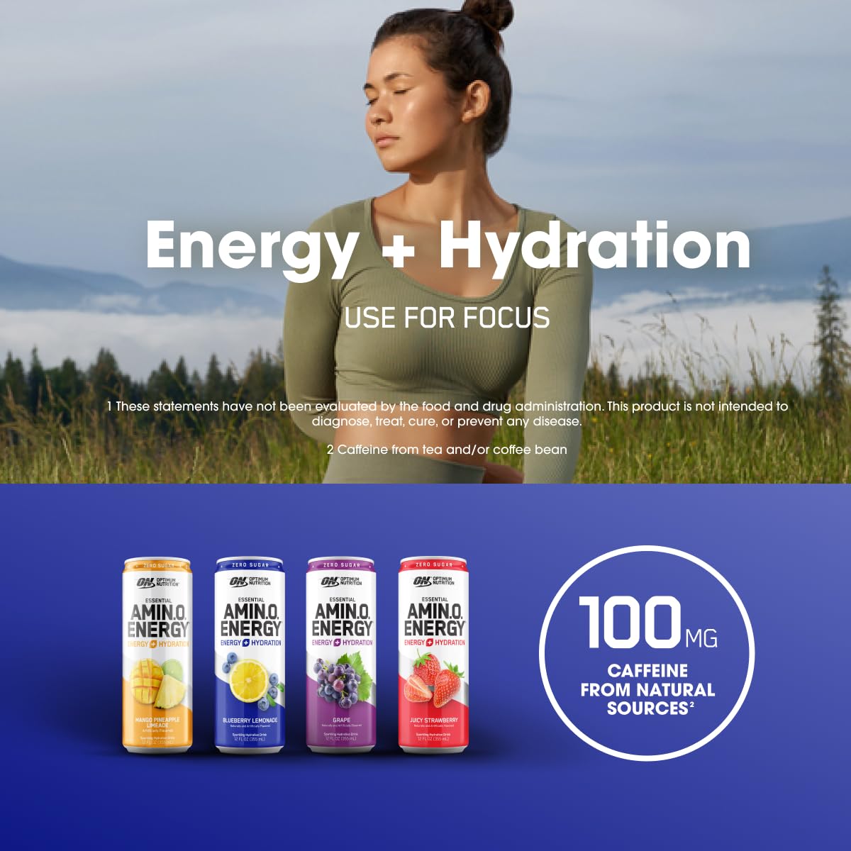 Optimum Nutrition Amino Energy Sparkling Hydration Drink, Electrolytes, Caffeine, Amino Optimum Nutrition