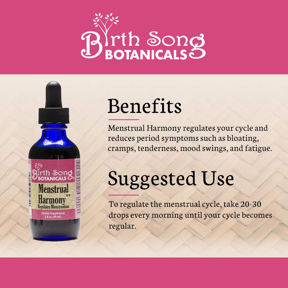Birth Song Botanicals Menstrual Harmony Tincture, Herbal Period Symptom Support Birth Song Botanicals