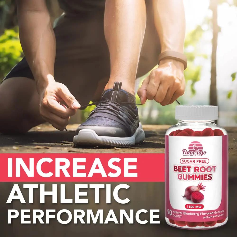 Sugar Free Nitric Oxide Beet Root Gummies (1500 mg)- Beet Root Chewables for Athletic Flamingo Supplements