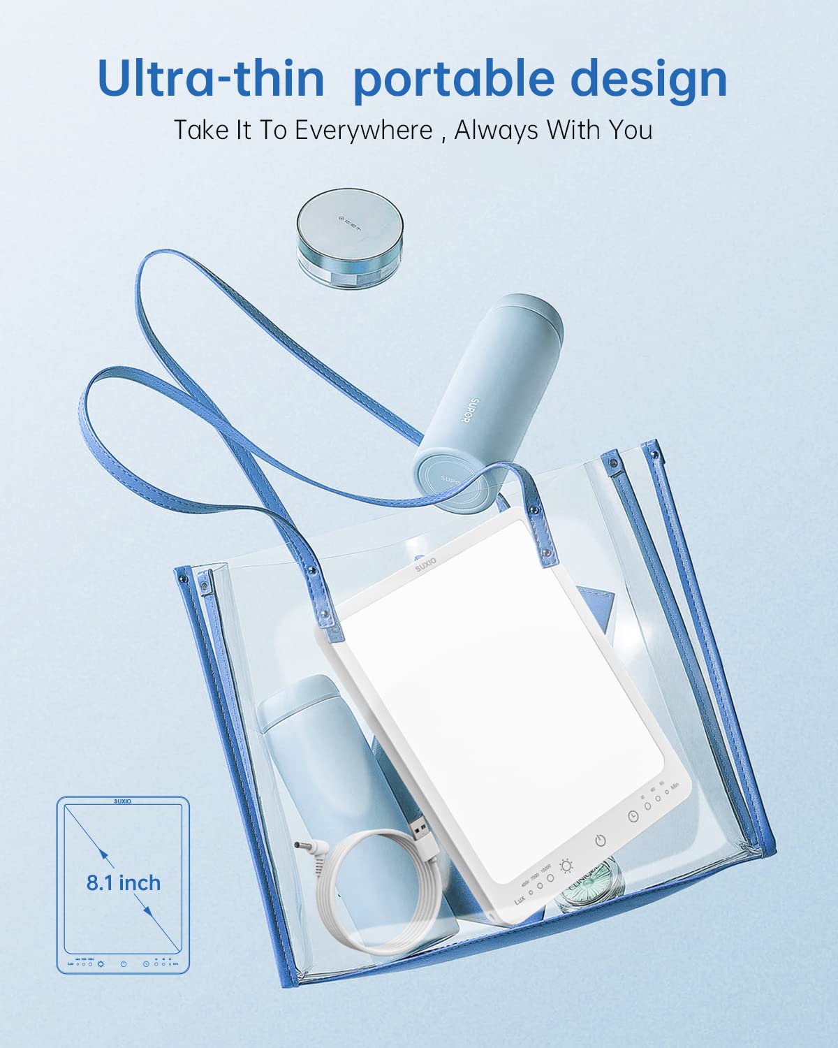 SUXIO Light Therapy Lamp - 10000 Lux Therapy Light, 3 Timing & Mode Happy Lamp SUXIO