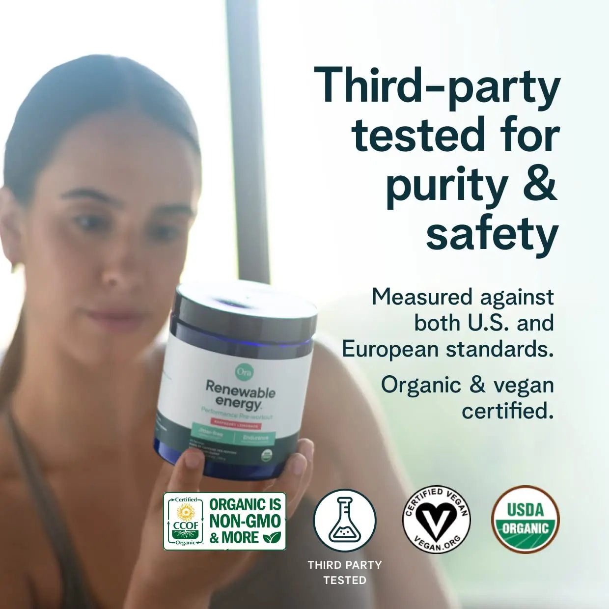 Ora Organic Natural Pre Workout Powder - Raspberry Lemonade Flavor- Provides Jitter Free Ora Organic