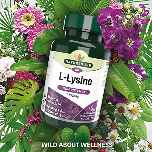 Natures Aid L-Lysine 1000 mg, High Potency Essential Amino Acid, Vegan, 60 Tablets natures aid