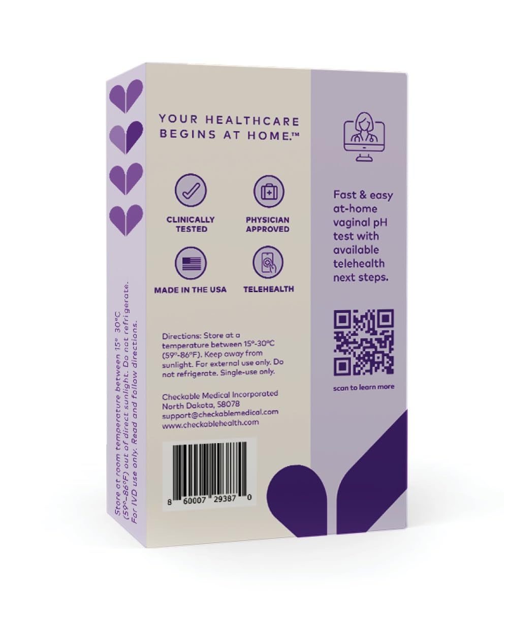 Checkable® Vaginal pH Screening Strips, Quick Results, Vaginal pH Balance Screening Strip Checkable Medical