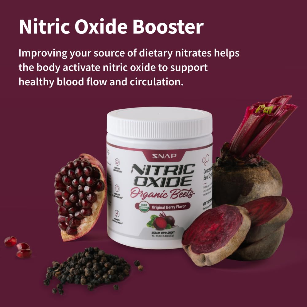 Snap Supplements USDA Organic Beet Root Powder, 3-in-1 Nitric Oxide Supplement Snap Supplements