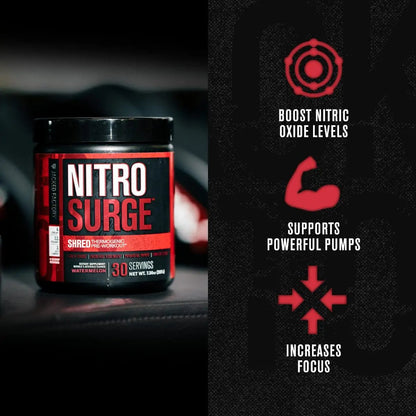 Jacked Factory Nitrosurge Shred Thermogenic Pre-Workout in Watermelon & Watermelon Nitrosurge Pre-Workout for Men & Women