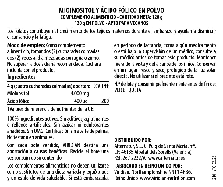 Viridian Myo-Inositol & Folic Acid Powder 120g