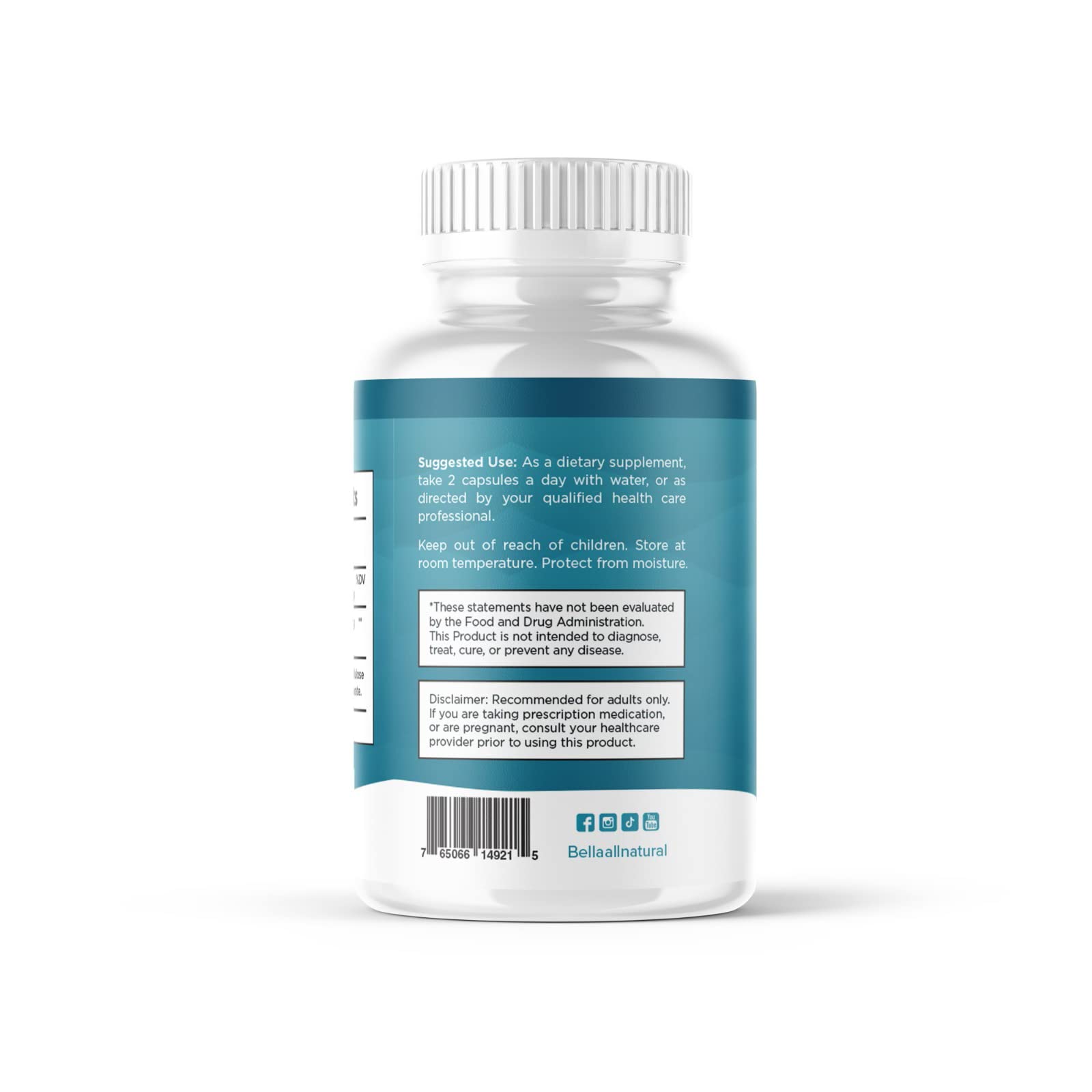 Bella All Natural Sea Moss Vitamins | Pure Sea Moss | Irish Sea Moss, 60 Capsules Bella All Natural