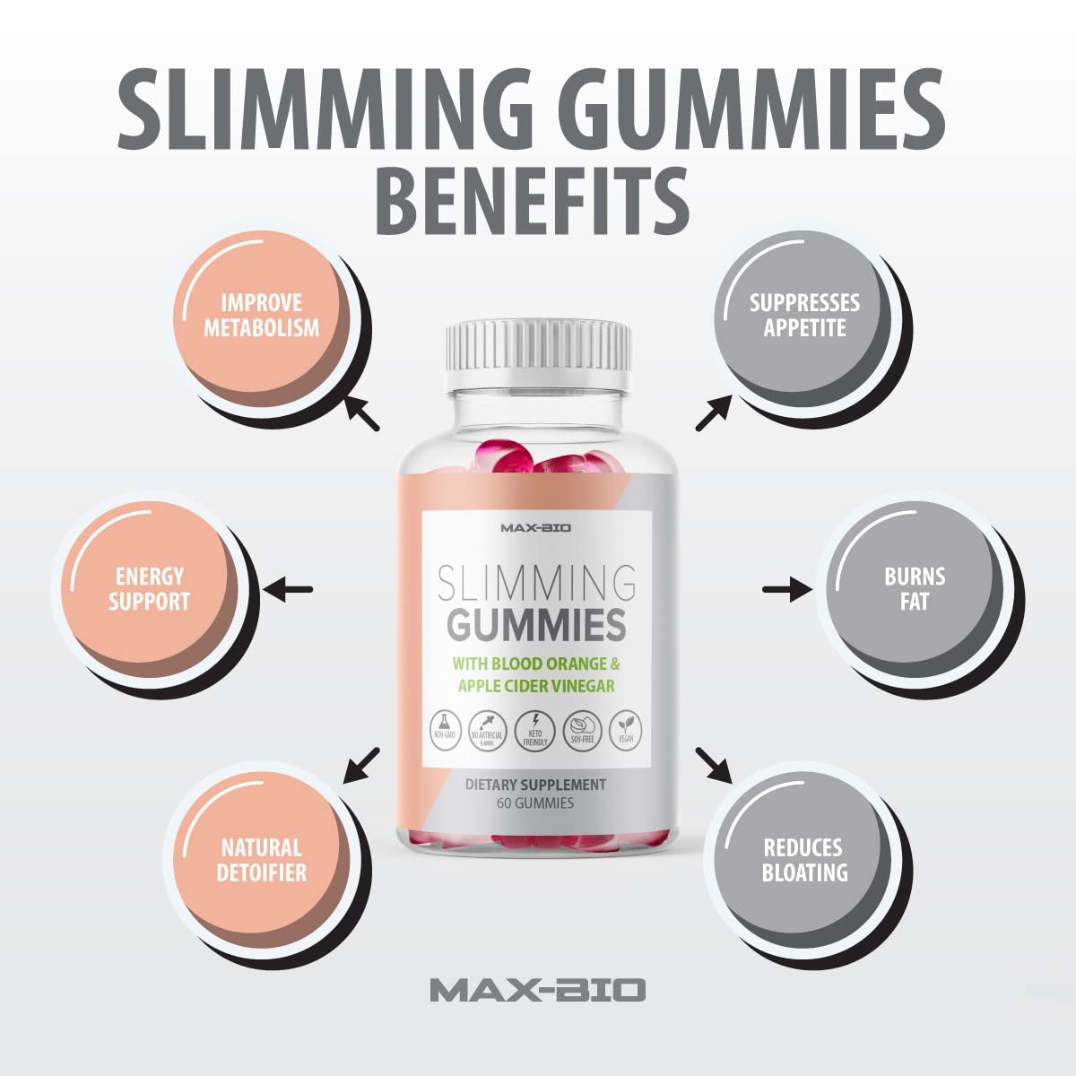Max-Bio Slimming Gummies It Works with Apple Cider Vinegar and Sicilian Blood Orange Extract Max-Bio