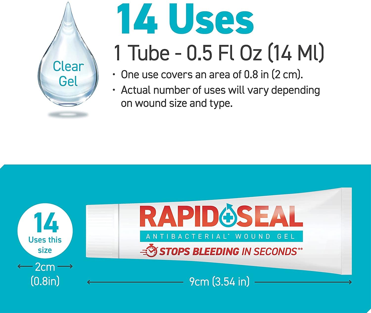Rapid-Seal Wound Gel (1 Count) | Stops Bleeding in Seconds, Ideal for Cuts Rapid-Seal