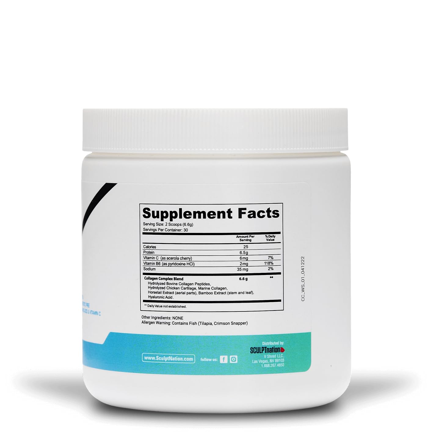 Sculpt Nation by V Shred Collagen Peptides Powder - Types I, II, and III Collagen Plus Sculpt Nation