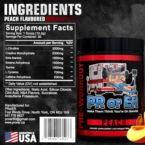 PR or ER Pre Workout Powder for Men and Women, Pre-Workout Energy Supplement PR or ER
