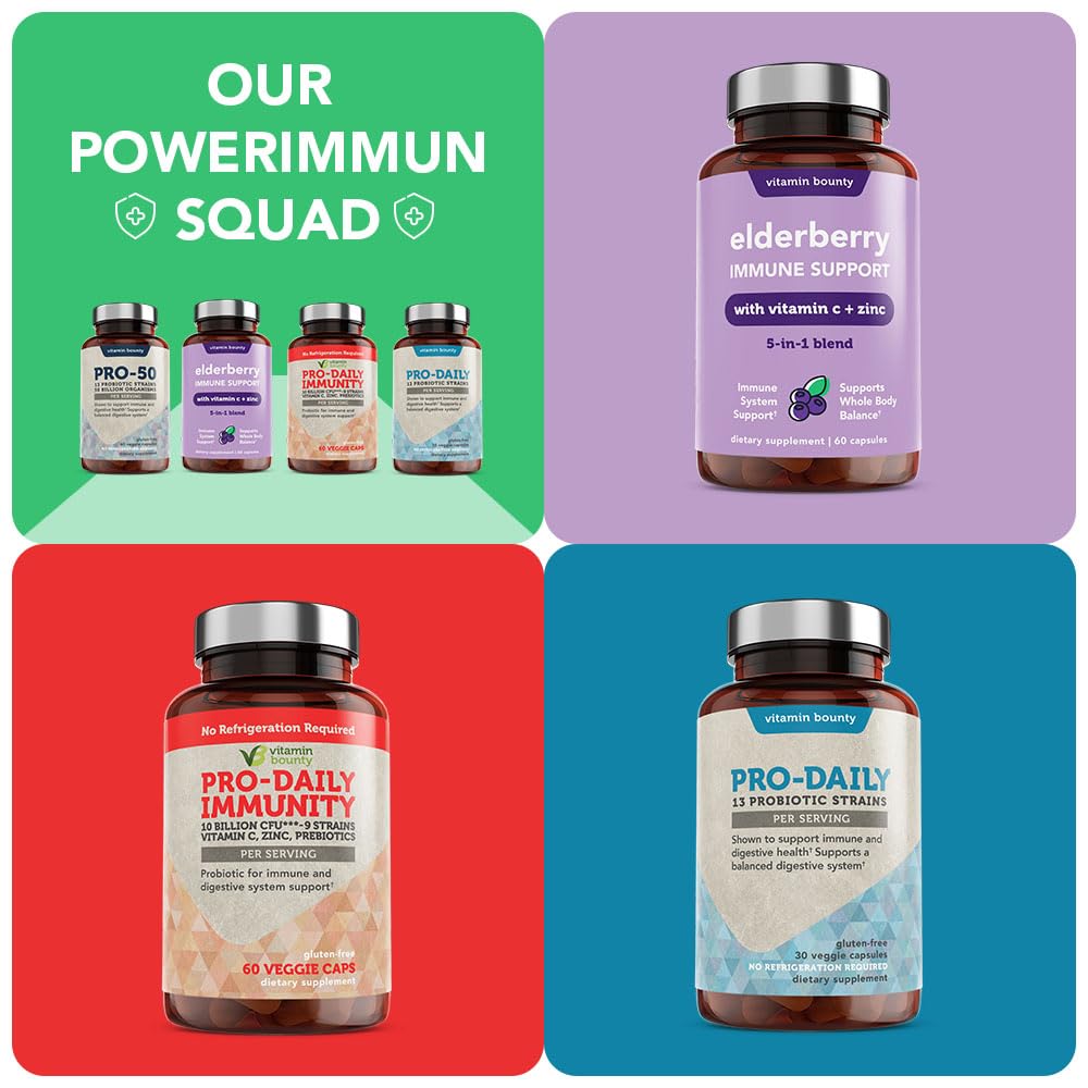 Vitamin Bounty Pro-50 Probiotics Supplement- 13 Probiotic Strains, Gut Health