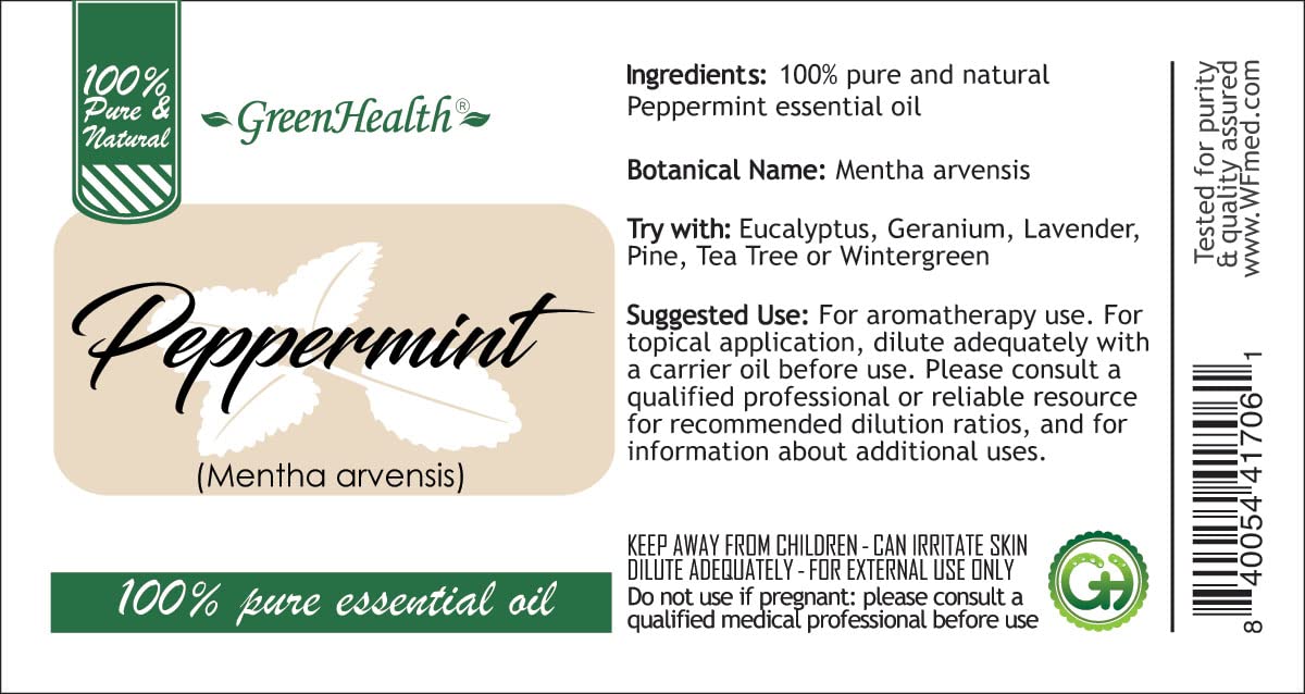 Peppermint Essential Oil - 4 fl oz - 100% Pure Essential Oil - GreenHealth GreenHealth