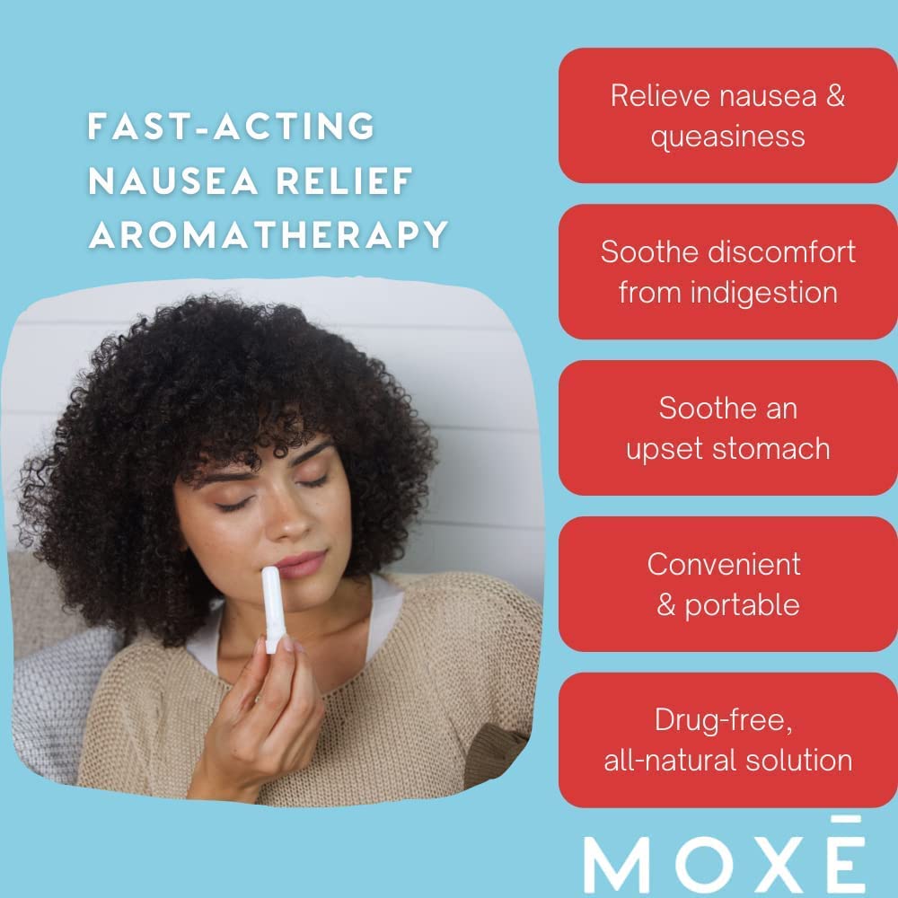 MOXE Nausea Nasal Inhaler Sticks, All Natural Essential Oil Blend, Ginger, Cardamom, Peppermint MOXE
