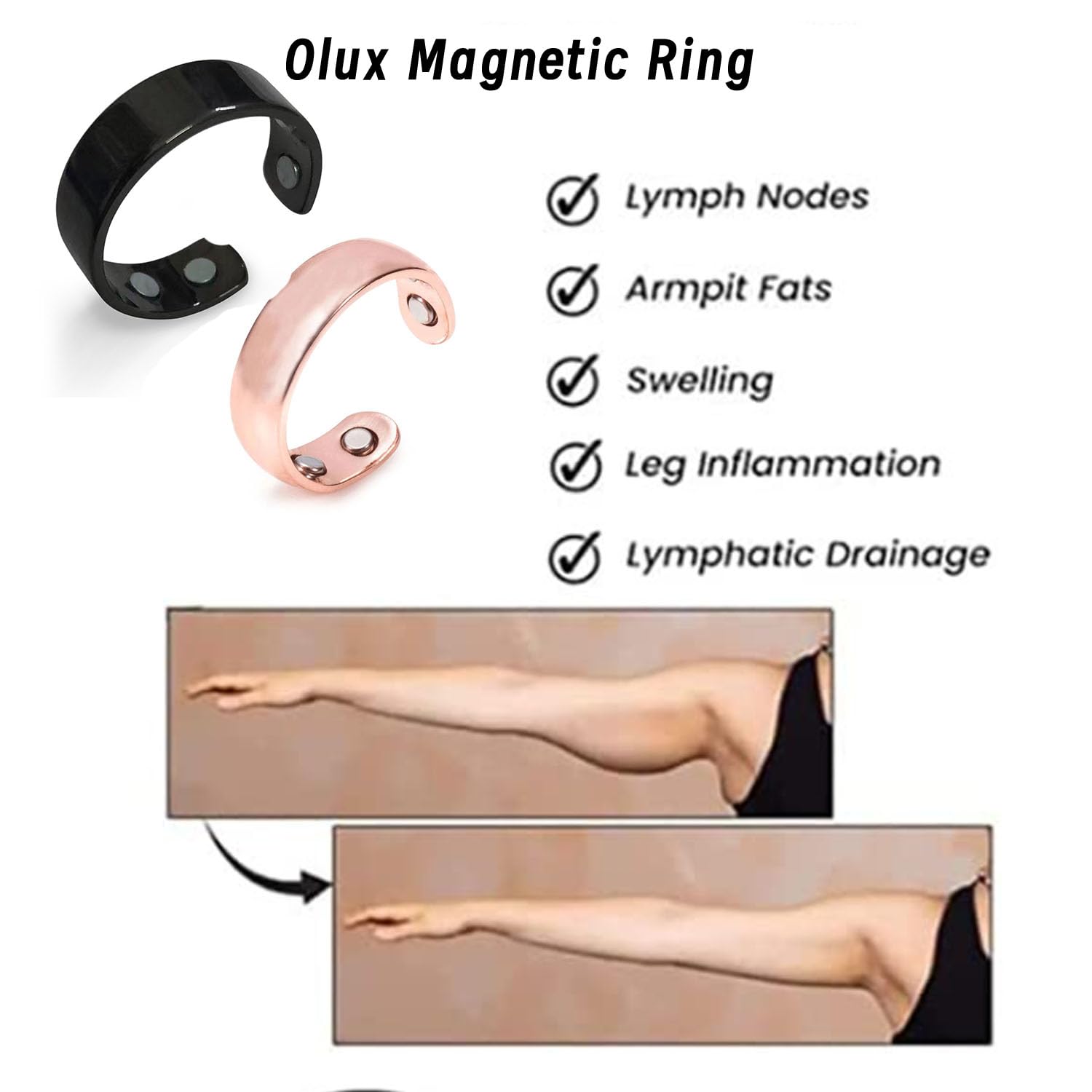 HVZZ Calmi Ring, Olux Rings for Women, Calmi Magnetic Ring for Lymphatic Drainage Arthritis Pain Relief HVZZ