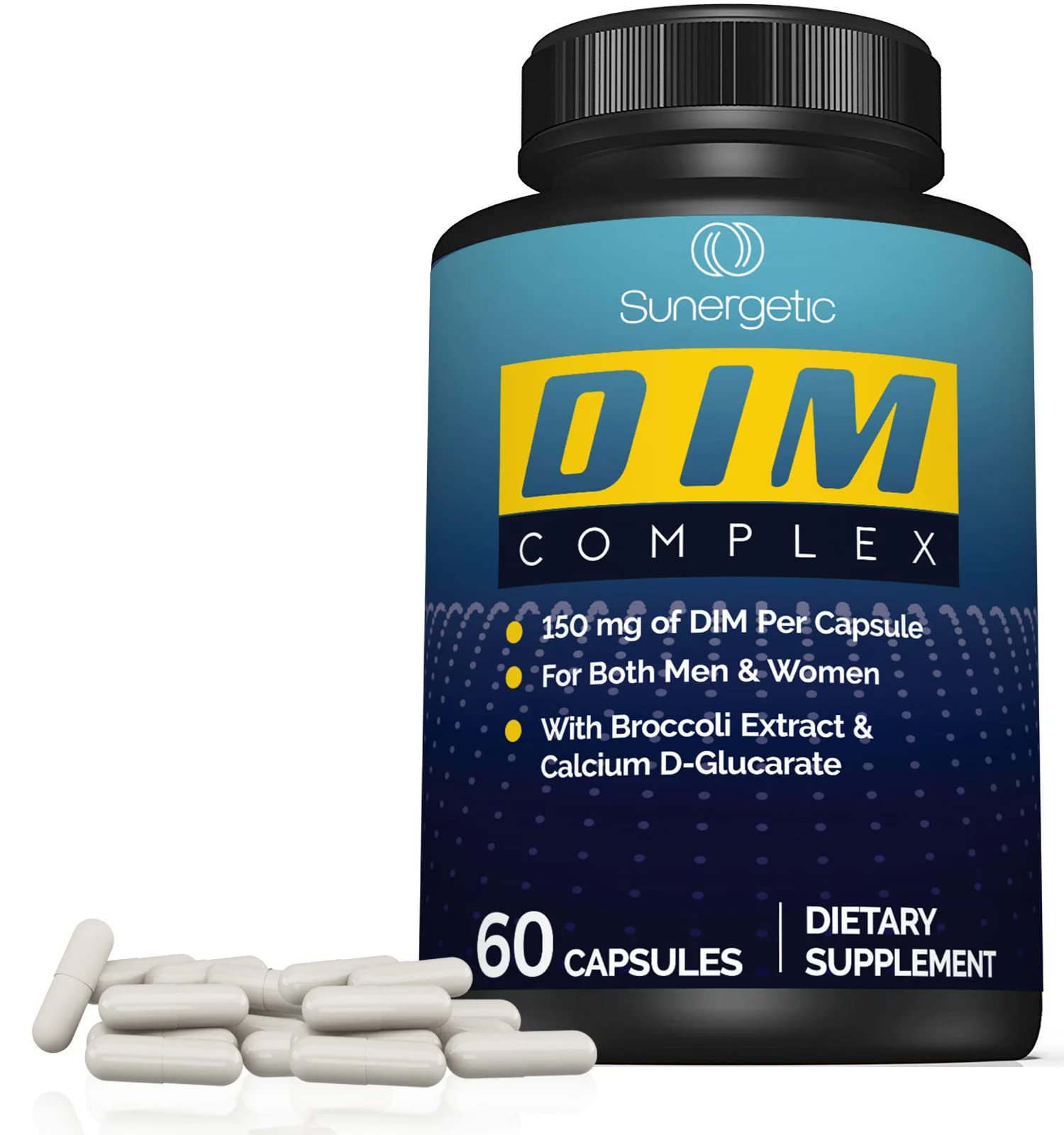 Premium DIM Supplement–Includes 150mg DIM (diindolylmethane), Broccoli, Calcium D Sunergetic