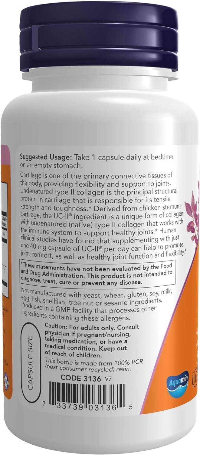 Now Supplements, UC-II Type II Collagen with Undenatured Type II Collagen, 120 Veg Capsules Tudor