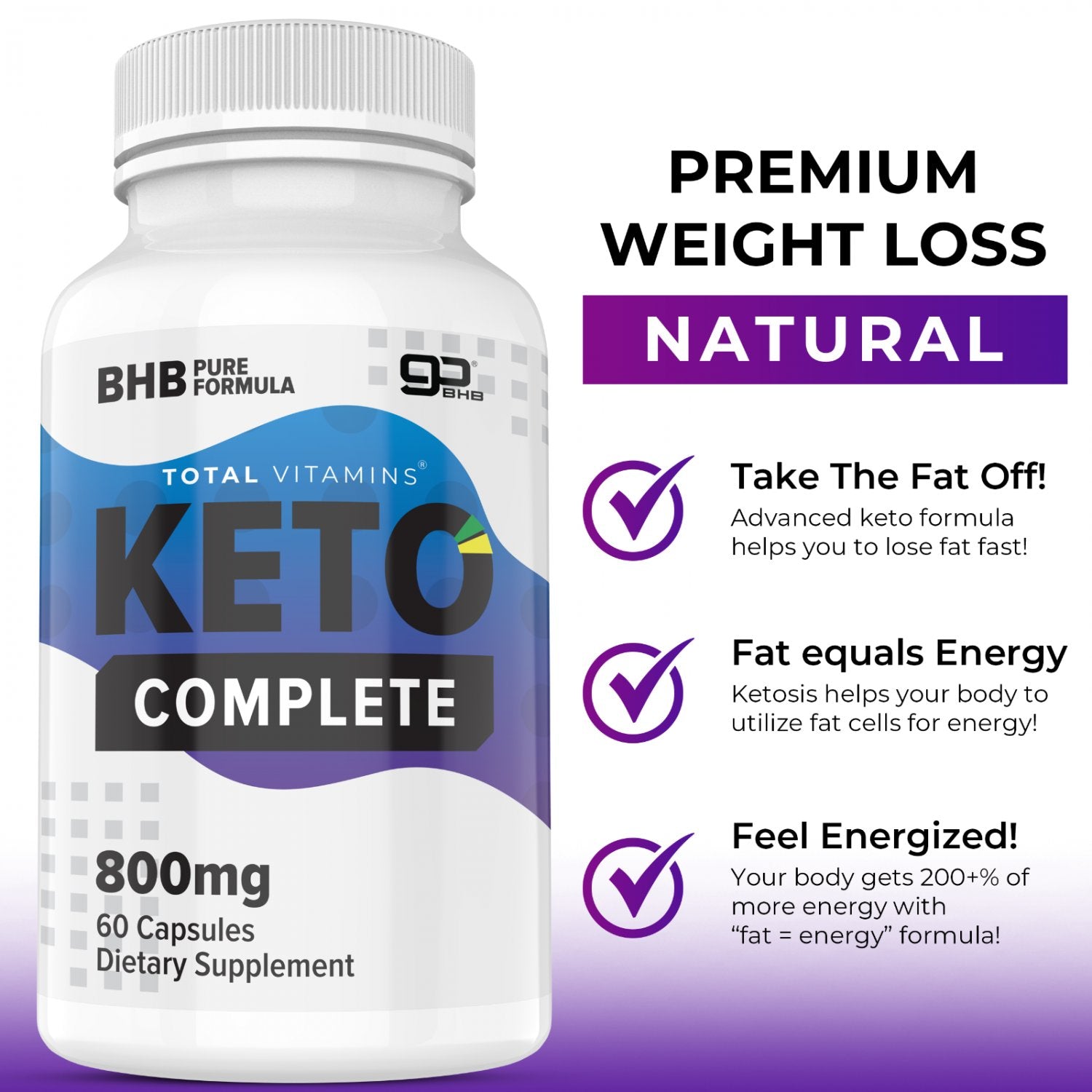 Keto Complete Diet Pills 800mg BHB Exogenous Ketones 360 Fat Burner