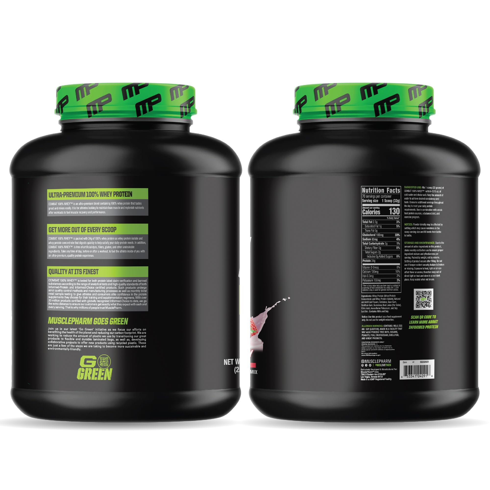 MusclePharm Combat 100% Whey Protein Powder, Strawberry Cream Flavor Muscle Pharm