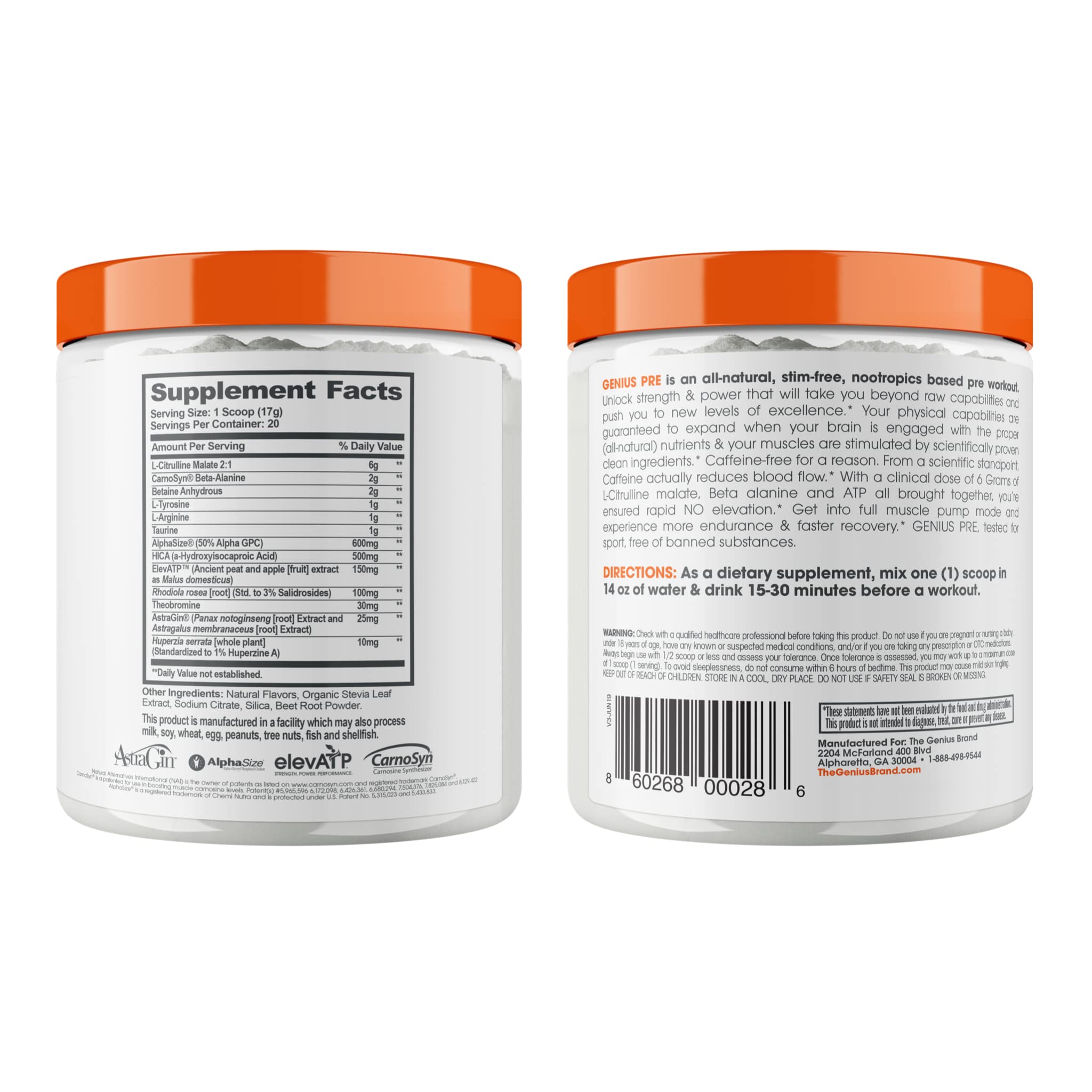 Genius Pre Workout Powder, Grape Limeade - All-Natural Nootropic Pre-workout The Genius Brand