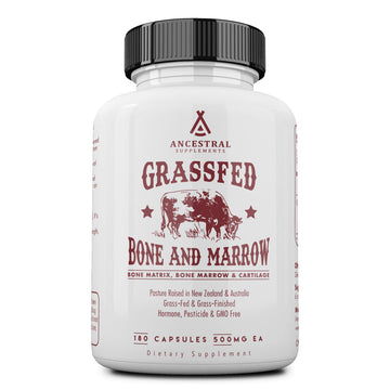 Ancestral Supplements Grass Fed Beef Bone and Marrow Supplement, Bone, Skin, Oral Health, and Joint Care Supplements Promote Whole